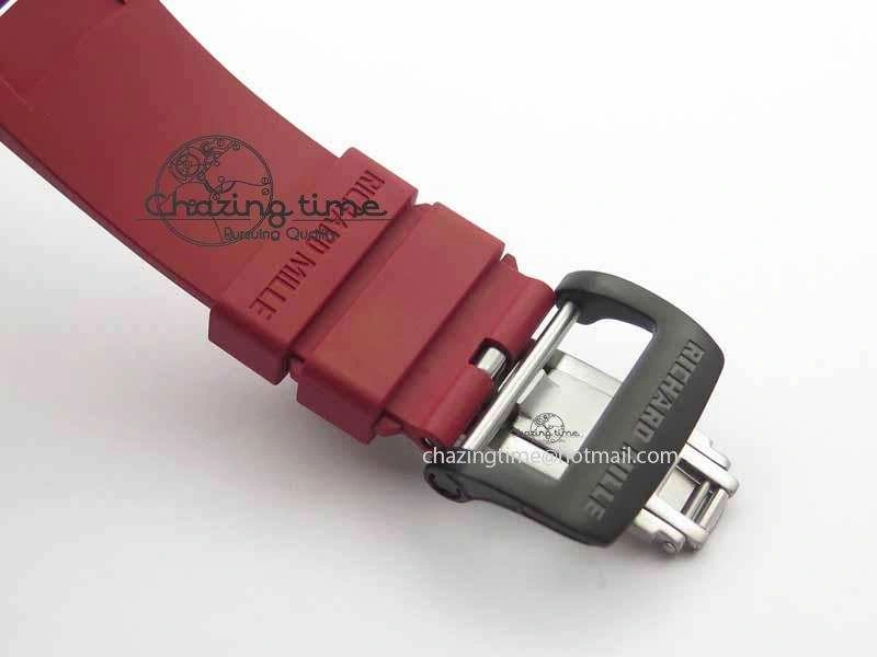 RM 035-01 Forged Carbon KVF Best Edition Black Skeleton Dial Red On Rubber Strap MIYOTA Lightweight 9554