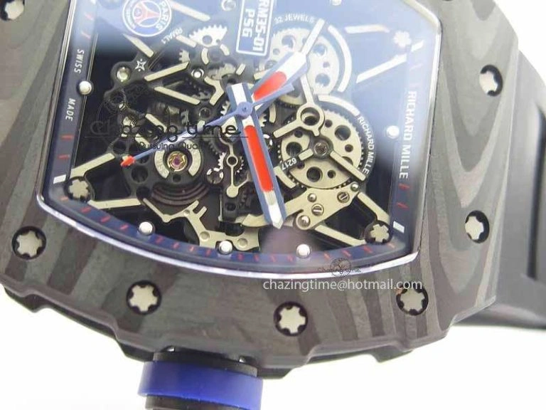 ZeroBulk RM 035-01 Forged Carbon PSG KVF Best Edition Skeleton Dial On Rubber Strap MIYOTA 9555