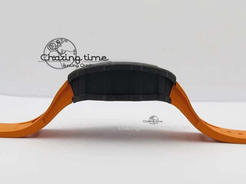 Original RM 035-02 Forged Carbon KVF Best Edition Black Inner Bezel Skeleton Dial On Orange Rubber Strap 5021
