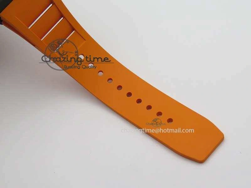 Original RM 035-02 Forged Carbon KVF Best Edition Black Inner Bezel Skeleton Dial On Orange Rubber Strap 5021