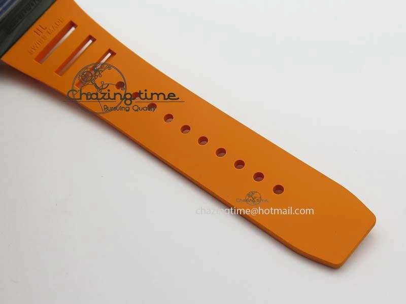 Original RM 035-02 Forged Carbon KVF Best Edition Black Inner Bezel Skeleton Dial On Orange Rubber Strap 5021