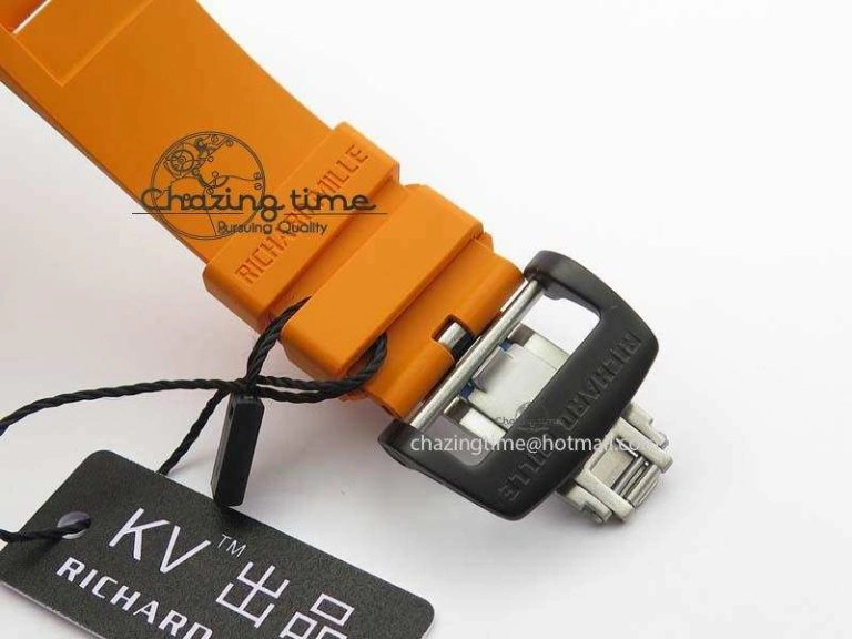 Original RM 035-02 Forged Carbon KVF Best Edition Black Inner Bezel Skeleton Dial On Orange Rubber Strap 5021
