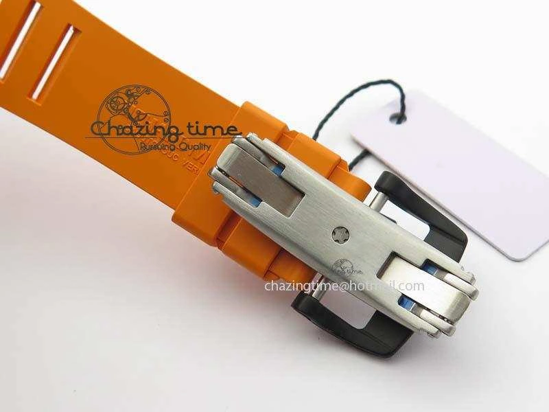 Original RM 035-02 Forged Carbon KVF Best Edition Black Inner Bezel Skeleton Dial On Orange Rubber Strap 5021