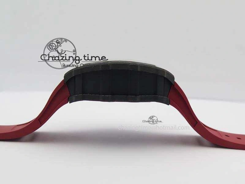 BestValue RM 035-02 Forged Carbon KVF Best Edition Black Inner Bezel Skeleton Dial On Red Rubber Strap 5019