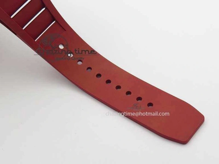 BestValue RM 035-02 Forged Carbon KVF Best Edition Black Inner Bezel Skeleton Dial On Red Rubber Strap 5019