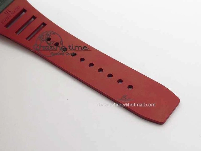 BestValue RM 035-02 Forged Carbon KVF Best Edition Black Inner Bezel Skeleton Dial On Red Rubber Strap 5019