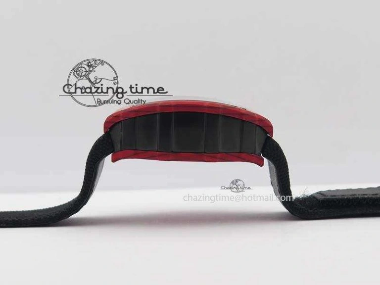 RM 035-2 Red Carbon Black Inner Bezel Skeleton Dial On Black Nylon Strap MIYOTA Efficient 9565