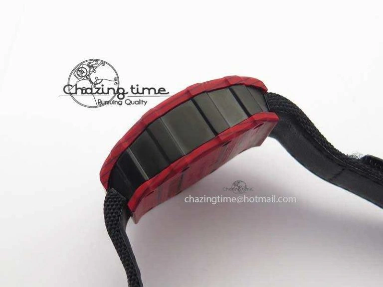 RM 035-2 Red Carbon Black Inner Bezel Skeleton Dial On Black Nylon Strap MIYOTA Efficient 9565