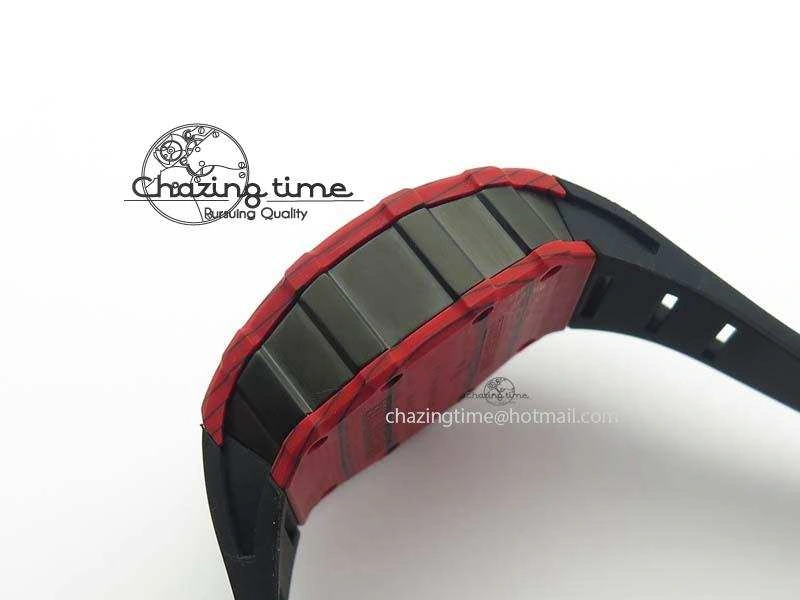 WrinkleFree RM 035-2 Red Carbon Black Inner Bezel Skeleton Dial On Black Rubber Strap MIYOTA 9564