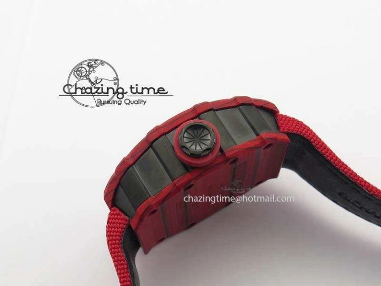 Tailored RM 035-2 Red Carbon Red Inner Bezel Skeleton Dial On Red Nylon Strap MIYOTA 9570