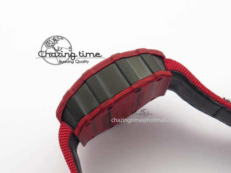 Tailored RM 035-2 Red Carbon Red Inner Bezel Skeleton Dial On Red Nylon Strap MIYOTA 9570