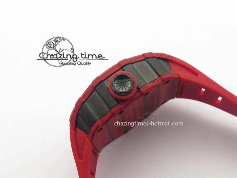 RM 035-2 Red Carbon Red Inner Bezel Skeleton Dial On Red Rubber Strap MIYOTA Modern 9569