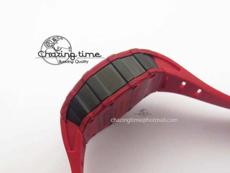 RM 035-2 Red Carbon Red Inner Bezel Skeleton Dial On Red Rubber Strap MIYOTA Modern 9569
