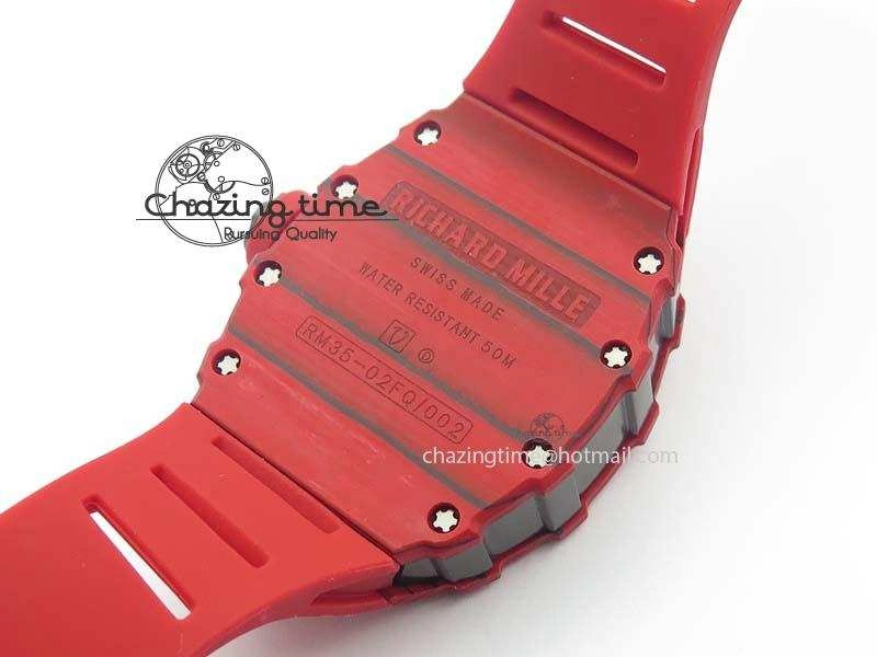 RM 035-2 Red Carbon Red Inner Bezel Skeleton Dial On Red Rubber Strap MIYOTA Modern 9569