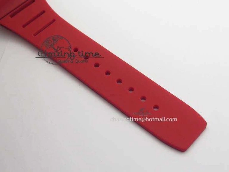 RM 035-2 Red Carbon Red Inner Bezel Skeleton Dial On Red Rubber Strap MIYOTA Modern 9569