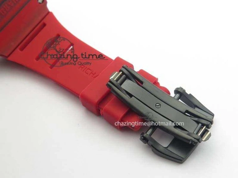 RM 035-2 Red Carbon Red Inner Bezel Skeleton Dial On Red Rubber Strap MIYOTA Modern 9569