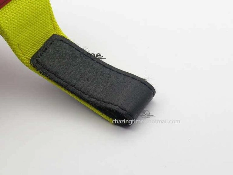 RM 035-2 Red Carbon Yellow Inner Bezel Skeleton Dial On Yellow Nylon Strap MIYOTA RelaxedFit 9568