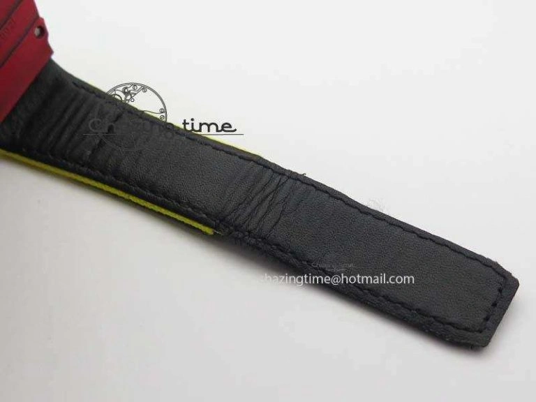 RM 035-2 Red Carbon Yellow Inner Bezel Skeleton Dial On Yellow Nylon Strap MIYOTA RelaxedFit 9568