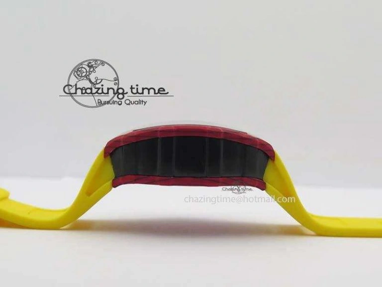 RM 035-2 Red Carbon Yellow Inner Bezel Skeleton Dial On Yellow Rubber Strap MIYOTA OdorResistant 9567