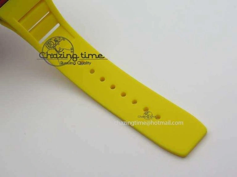 RM 035-2 Red Carbon Yellow Inner Bezel Skeleton Dial On Yellow Rubber Strap MIYOTA OdorResistant 9567