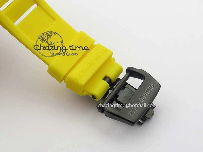 RM 035-2 Red Carbon Yellow Inner Bezel Skeleton Dial On Yellow Rubber Strap MIYOTA OdorResistant 9567