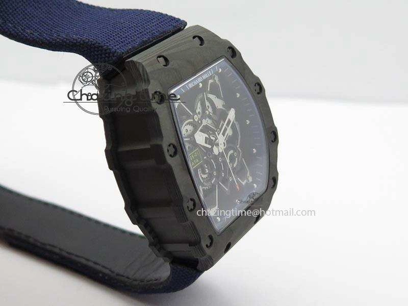 TimelessDesign RM 035 Forge Carbon Blue Inner Bezel Skeleton Dial On Blue Nylon Strap MIYOTA 5066
