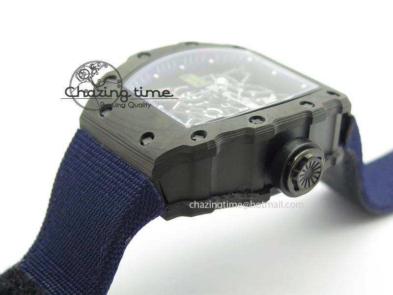 TimelessDesign RM 035 Forge Carbon Blue Inner Bezel Skeleton Dial On Blue Nylon Strap MIYOTA 5066