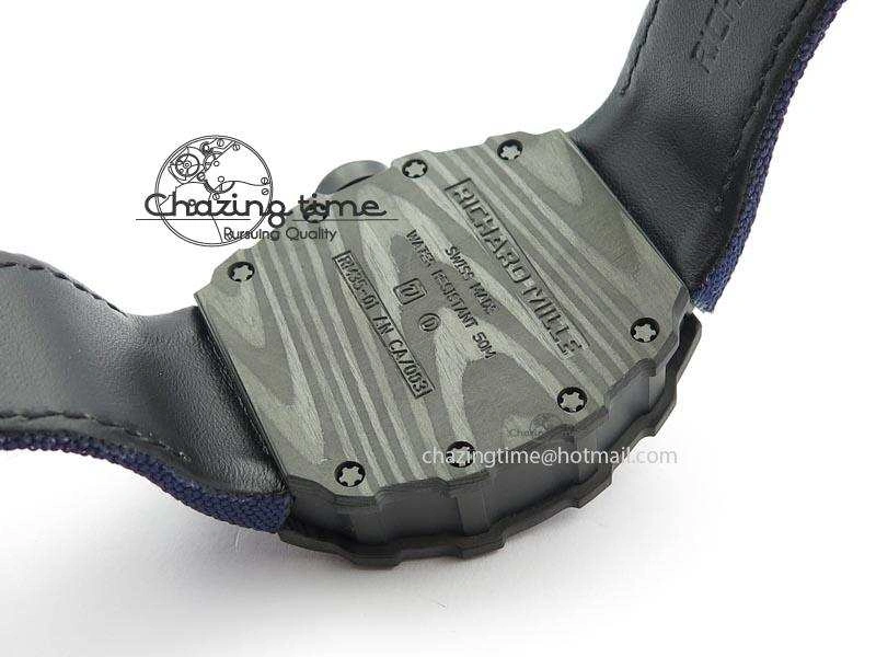 TimelessDesign RM 035 Forge Carbon Blue Inner Bezel Skeleton Dial On Blue Nylon Strap MIYOTA 5066