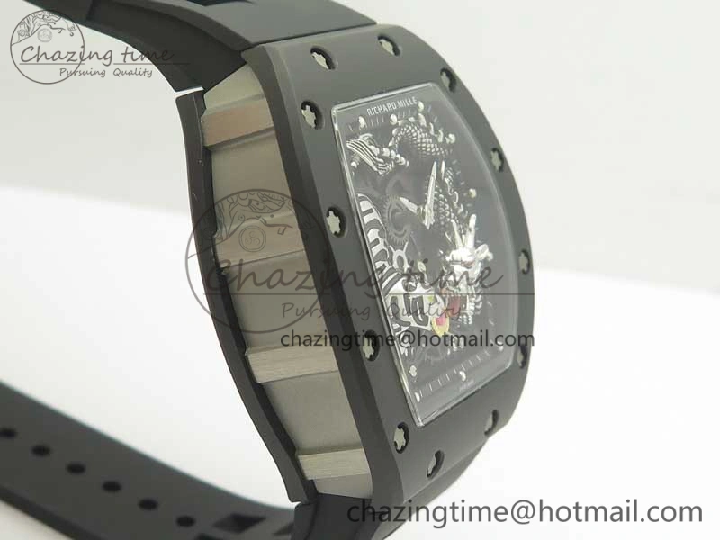 RM 51-01 Black Ceramic Tiger & Dragon KVF Best Edition on Black Rubber Strap MIYOTA Durable 9478