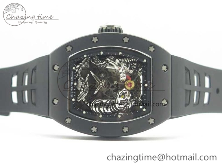 RM 51-01 Black Ceramic Tiger & Dragon KVF Best Edition on Black Rubber Strap MIYOTA Durable 9478