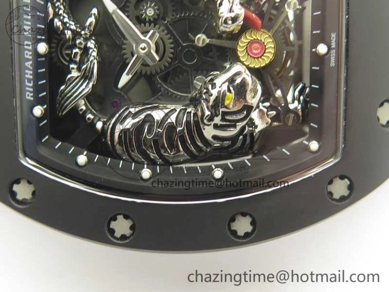 RM 51-01 Black Ceramic Tiger & Dragon KVF Best Edition on Black Rubber Strap MIYOTA Durable 9478