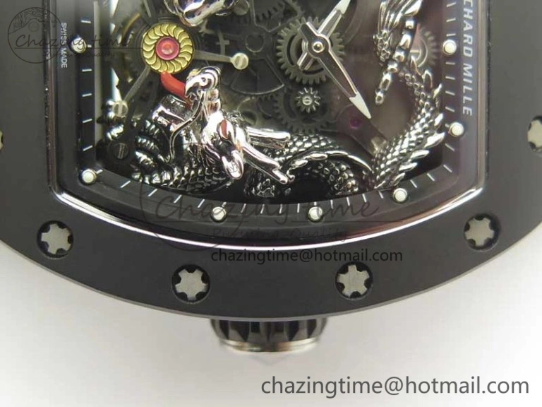 RM 51-01 Black Ceramic Tiger & Dragon KVF Best Edition on Black Rubber Strap MIYOTA Durable 9478