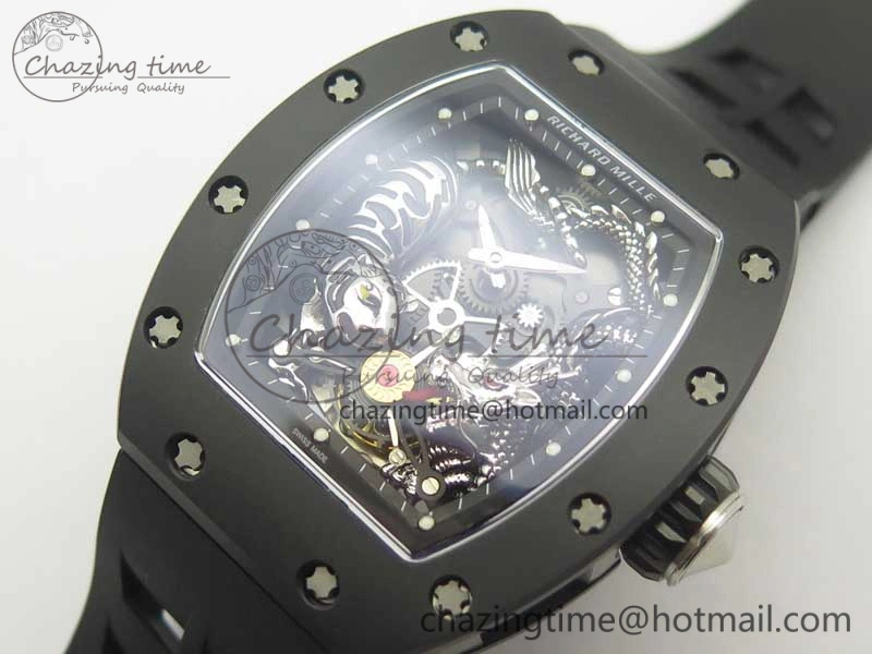 RM 51-01 Black Ceramic Tiger & Dragon KVF Best Edition on Black Rubber Strap MIYOTA Durable 9478