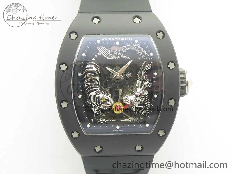 RM 51-01 Black Ceramic Tiger & Dragon KVF Best Edition on Black Rubber Strap MIYOTA Durable 9478