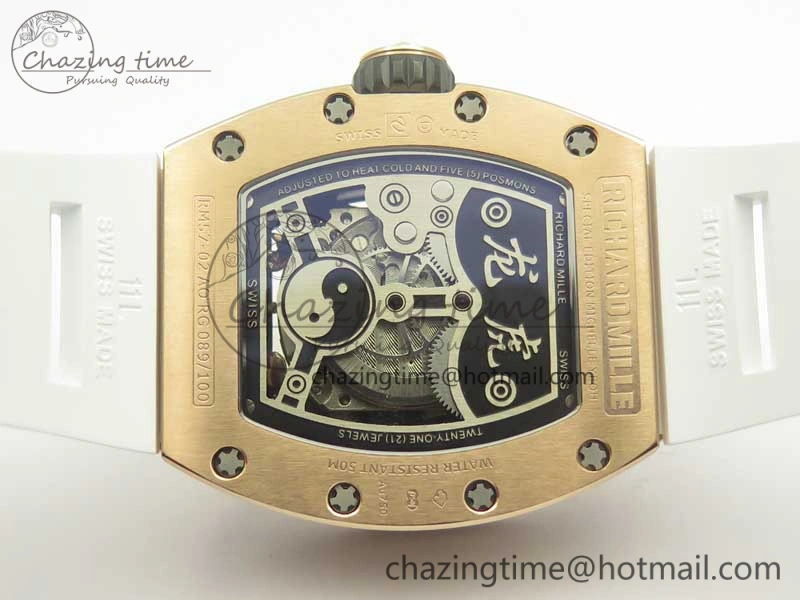 RM 51-01 RG Tiger & Dragon Diamonds Bezel KVF Best Edition on Rubber Strap MIYOTA Compact 9471