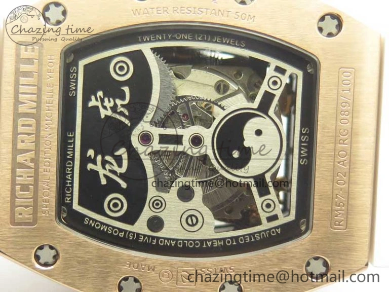 RM 51-01 RG Tiger & Dragon Diamonds Bezel KVF Best Edition on Rubber Strap MIYOTA Compact 9471