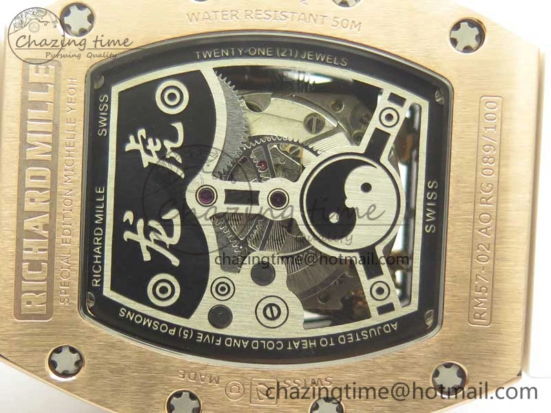 RM 51-01 RG Tiger & Dragon Diamonds Bezel KVF Best Edition on Rubber Strap MIYOTA Compact 9471