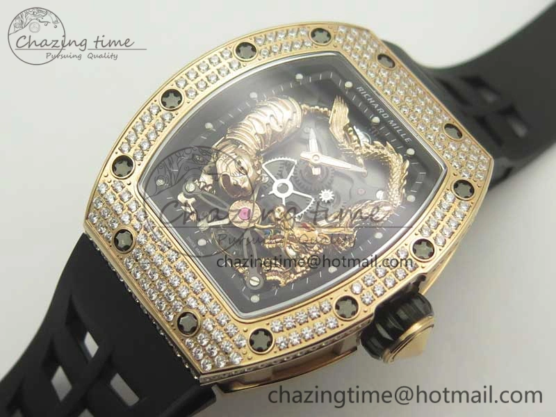 RM 51-01 RG Tiger & Dragon Diamonds Bezel KVF Best Edition on Rubber Strap MIYOTA Compact 9471