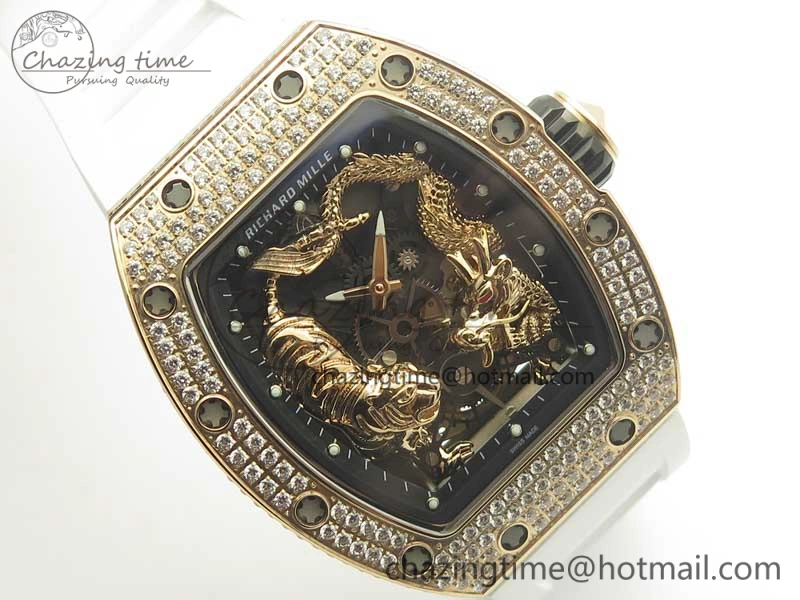 RM 51-01 RG Tiger & Dragon Diamonds Bezel KVF Best Edition on Rubber Strap MIYOTA Compact 9471