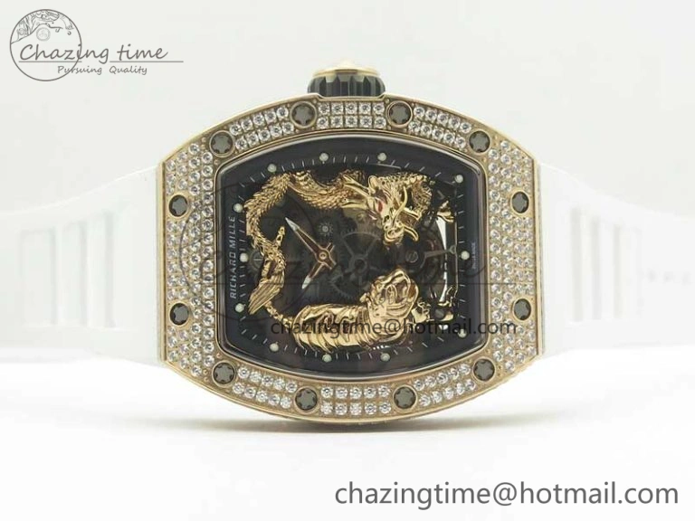 RM 51-01 RG Tiger & Dragon Diamonds Bezel KVF Best Edition on Rubber Strap MIYOTA Compact 9471