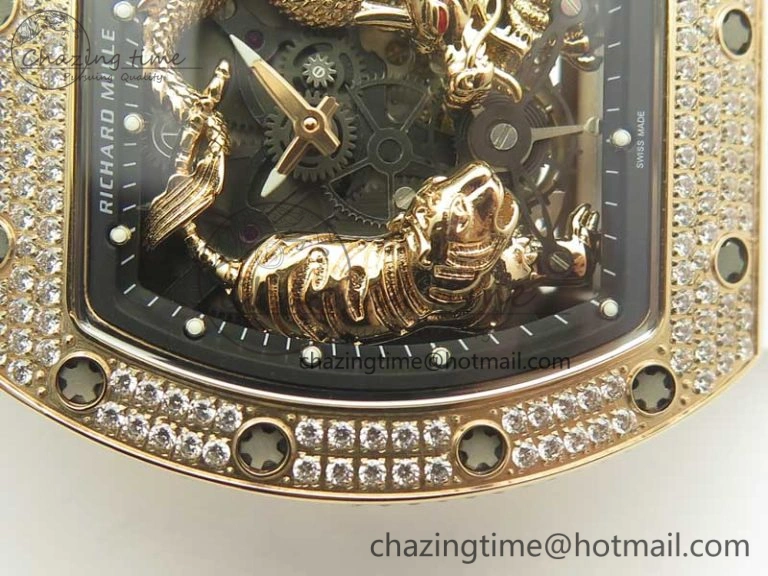 RM 51-01 RG Tiger & Dragon Diamonds Bezel KVF Best Edition on Rubber Strap MIYOTA Compact 9471