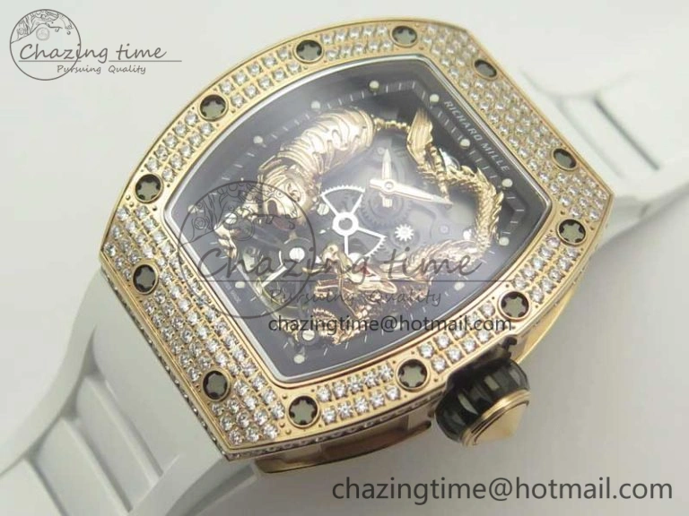 RM 51-01 RG Tiger & Dragon Diamonds Bezel KVF Best Edition on Rubber Strap MIYOTA Compact 9471