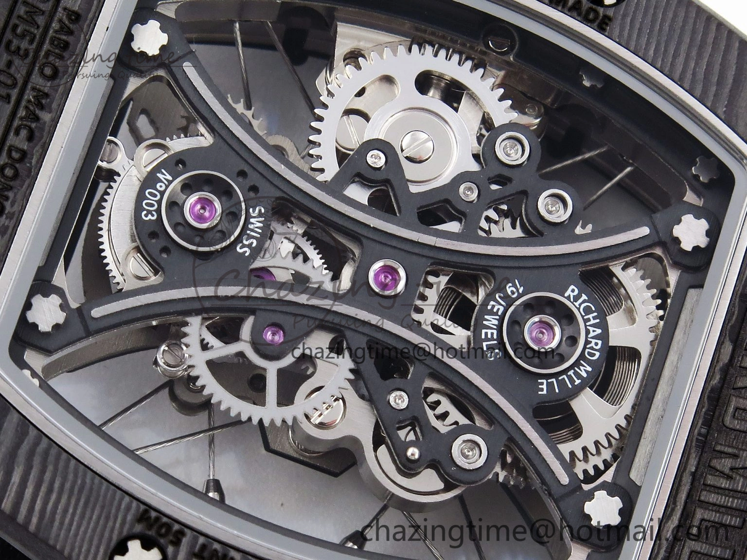 Unisex RM 53-01 Real Tourbillon Pablo Mac Donough 3KF Best Edition on Blue Rubber Strap 9315