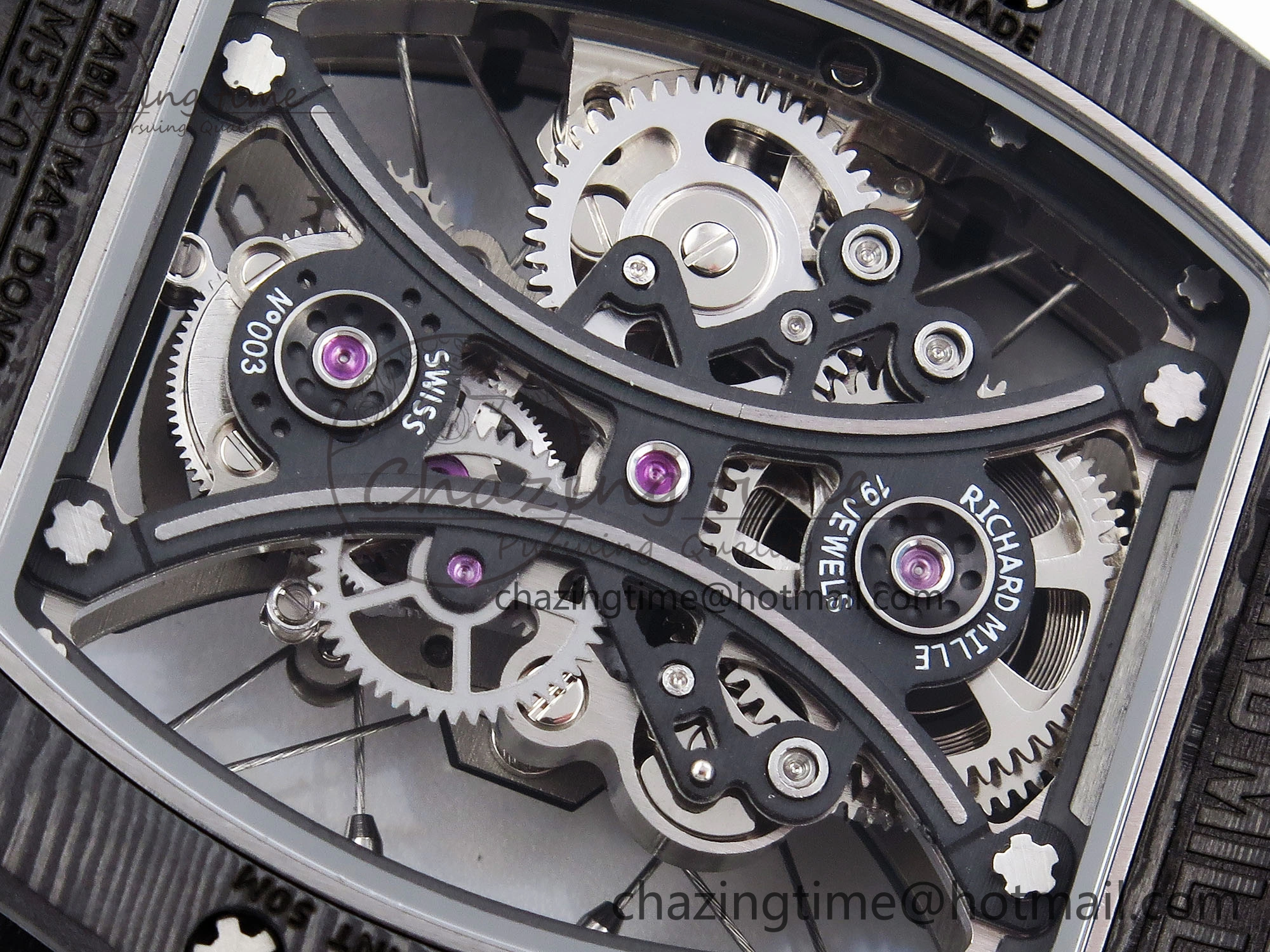 Unisex RM 53-01 Real Tourbillon Pablo Mac Donough 3KF Best Edition on Blue Rubber Strap 9315