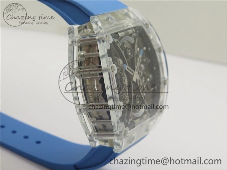RM 53-01 Transparent Case Real Tourbillon Pablo Mac Donough JBF Best Edition on Blue Rubber Strap V Unisex 9390