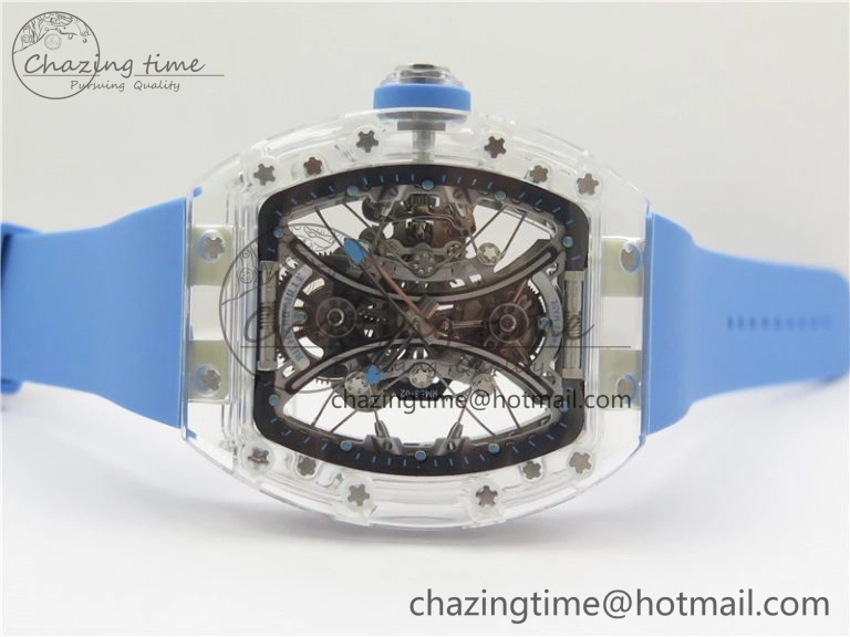 RM 53-01 Transparent Case Real Tourbillon Pablo Mac Donough JBF Best Edition on Blue Rubber Strap V Unisex 9390