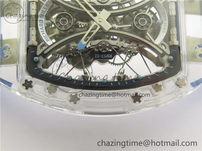 RM 53-01 Transparent Case Real Tourbillon Pablo Mac Donough JBF Best Edition on Blue Rubber Strap V Unisex 9390
