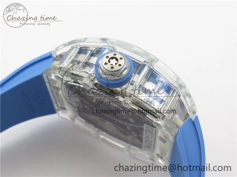 RM 53-01 Transparent Case Real Tourbillon Pablo Mac Donough JBF Best Edition on Blue Rubber Strap V Unisex 9390