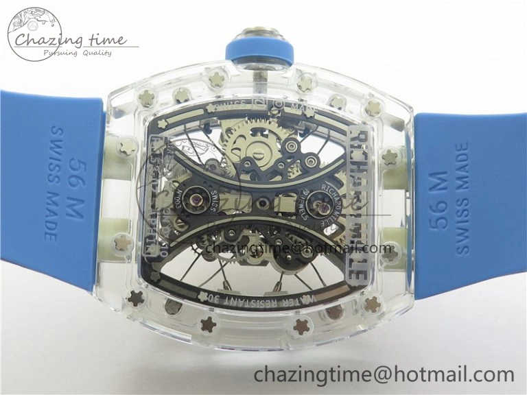 RM 53-01 Transparent Case Real Tourbillon Pablo Mac Donough JBF Best Edition on Blue Rubber Strap V Unisex 9390