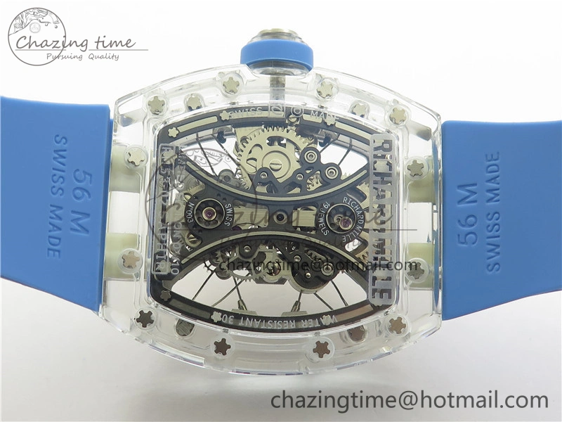 RM 53-01 Transparent Case Real Tourbillon Pablo Mac Donough JBF Best Edition on Blue Rubber Strap V Unisex 9390